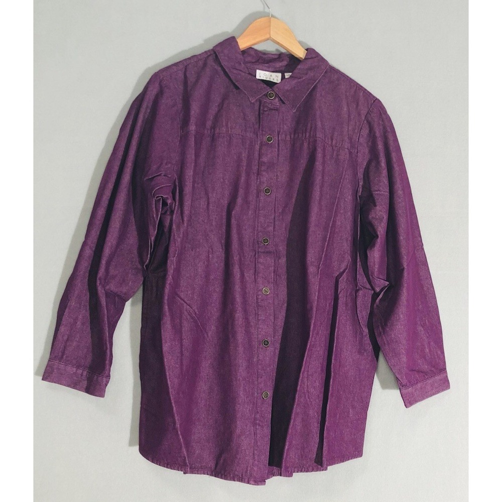 Martha Stewart Classic Denim Boyfriend Shirt w/t Pockets Mulberry Sz 1X NEW